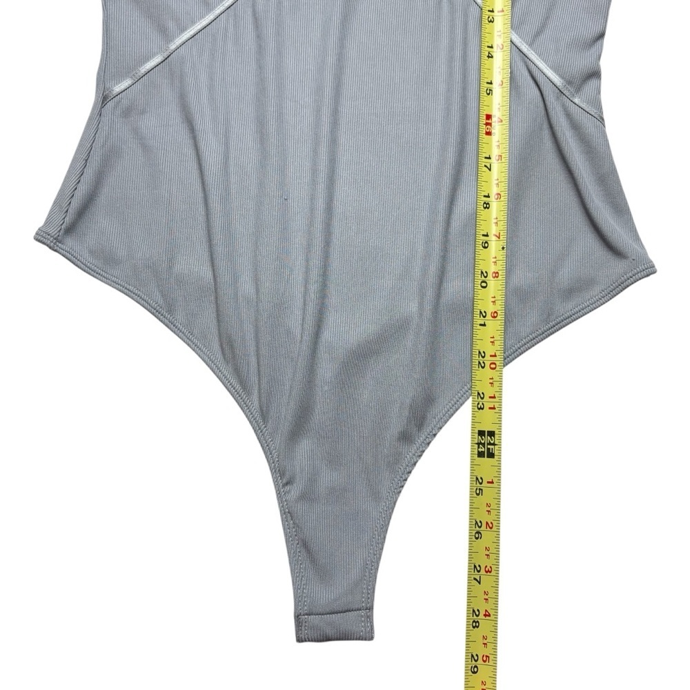 NEW Free People Intimately Victoria Plunge Bodysuit Size L Weathervane Gray Flaw - Picture 11 of 15